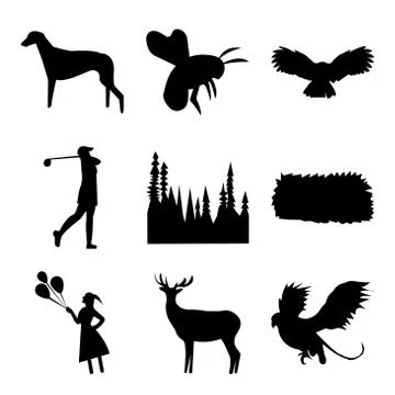 Set Of 9 simple editable icons Stock Illustration