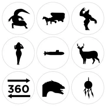 Set Of 9 simple editable icons Illustrazione stock