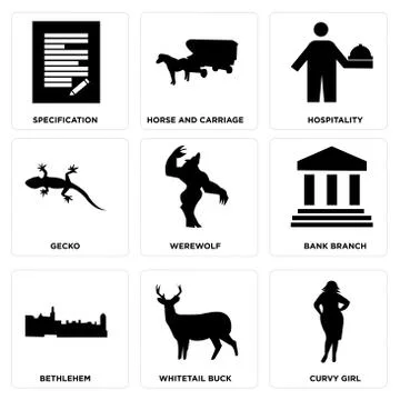 Set Of 9 simple editable icons Illustrazione stock
