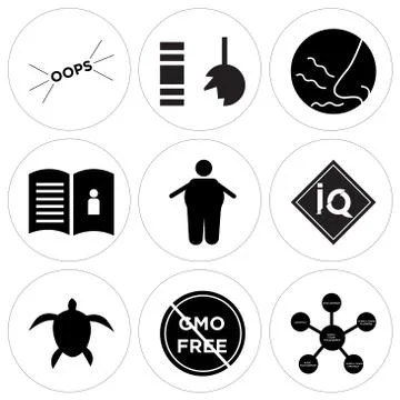 Set Of 9 simple editable icons Stock Illustration