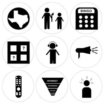 Set Of 9 simple editable icons Stock Illustration