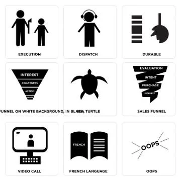 Set Of 9 simple editable icons Stock Illustration