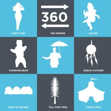 Set Of 9 simple editable icons Stock Illustration