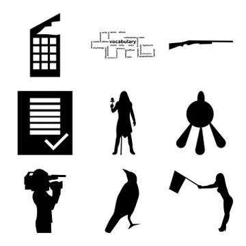 Set Of 9 simple editable icons Stock Illustration