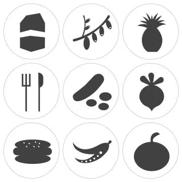 Set Of 9 simple editable icons Stock Illustration