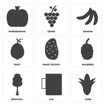 Set Of 9 simple editable icons Stock Illustration