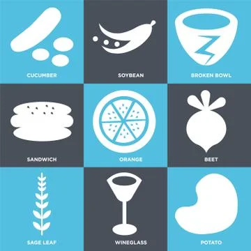 Set Of 9 simple editable icons Illustrazione stock