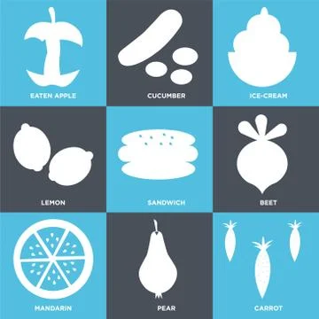 Set Of 9 simple editable icons Stock Illustration