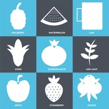 Set Of 9 simple editable icons Stockillustratie
