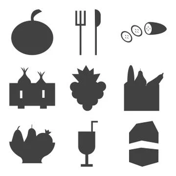 Set Of 9 simple editable icons Stock Illustration