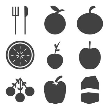 Set Of 9 simple editable icons Stock Illustration