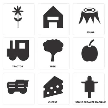 Set Of 9 simple editable icons Stock Illustration