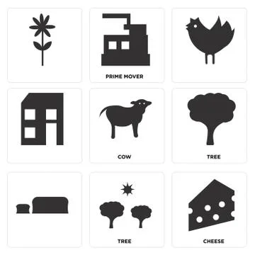 Set Of 9 simple editable icons Illustrazione stock