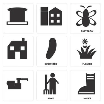 Set Of 9 simple editable icons Illustrazione stock