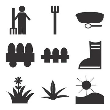 Set Of 9 simple editable icons Stock Illustration