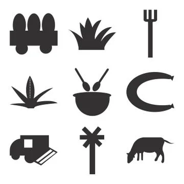 Set Of 9 simple editable icons Stock Illustration