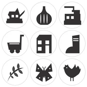 Set Of 9 simple editable icons Stock Illustration