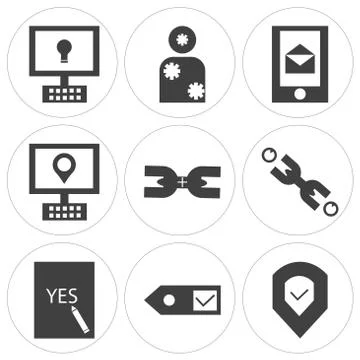 Set Of 9 simple editable icons Stock Illustration