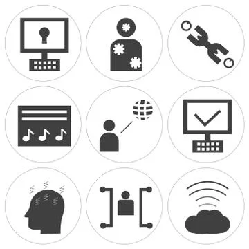 Set Of 9 simple editable icons Stock Illustration
