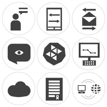 Set Of 9 simple editable icons Stock Illustration