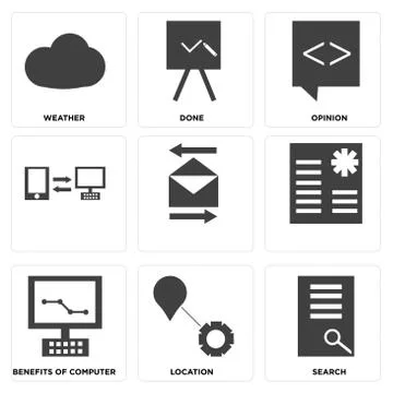Set Of 9 simple editable icons Illustrazione stock