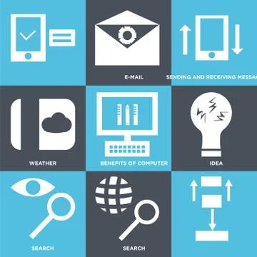 Set Of 9 simple editable icons Illustrazione stock