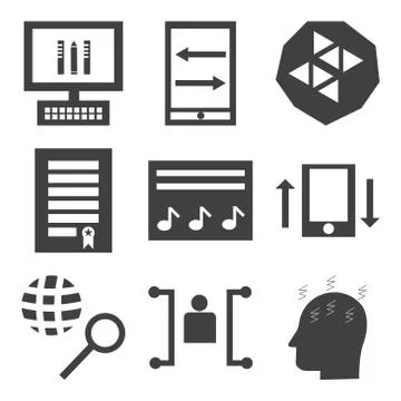 Set Of 9 simple editable icons Stock Illustration