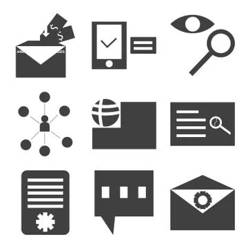 Set Of 9 simple editable icons Stock Illustration