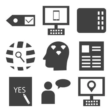Set Of 9 simple editable icons Illustrazione stock