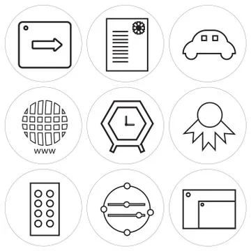 Set Of 9 simple editable icons Stock Illustration