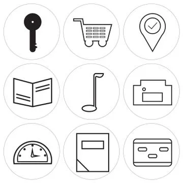 Set Of 9 simple editable icons Stock Illustration