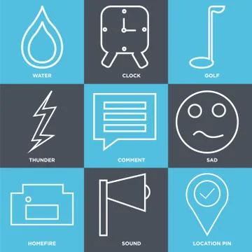 Set Of 9 simple editable icons Stock Illustration