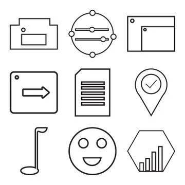 Set Of 9 simple editable icons Stock Illustration