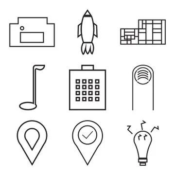 Set Of 9 simple editable icons Stock Illustration
