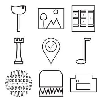 Set Of 9 simple editable icons Stock Illustration