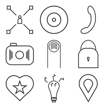 Set Of 9 simple editable icons Stock Illustration