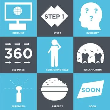 Set Of 9 simple editable icons Stock Illustration