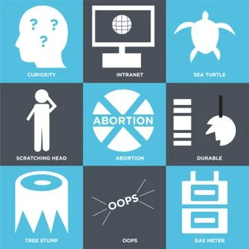 Set Of 9 simple editable icons Stock Illustration