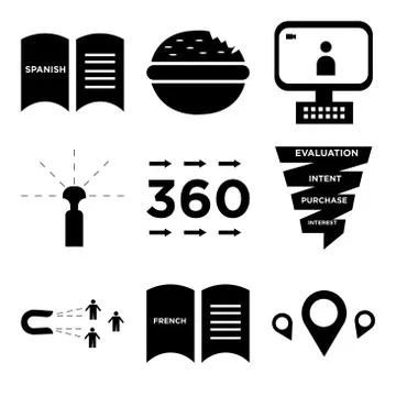 Set Of 9 simple editable icons Stock Illustration