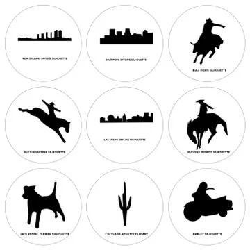 Set Of 9 simple editable icons such as harley, cactus, jack russell terrier Free Stock Illustration