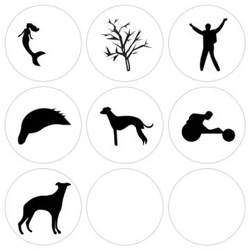 Set Of 9 simple editable icons such as whippet, wheelchair racing, whippet Free Stock Illustration