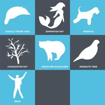 Set Of 9 simple editable icons such as elvis, quail, bear Free Stock Illustration