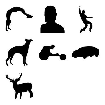Set Of 9 simple editable icons such as cleveland sky, free clip art deer, car Free Stock Illustration