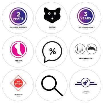 Set Of 9 simple editable icons such as Airforce, Search, no entry Free Stock Illustration