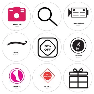 Set Of 9 simple editable icons such as Gift,present, no entry, podiatry Selección de ilustraciones gratis