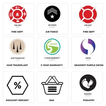 Set Of 9 simple editable icons such as podiatry, Bag, Discount Percent Free Stock Illustration