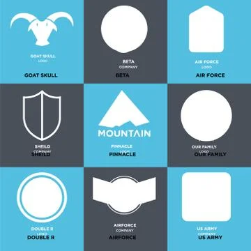 Set Of 9 simple editable icons such as us army, Airforce, double r Free Stock Illustration