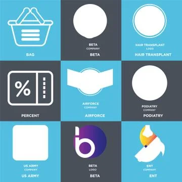 Set Of 9 simple editable icons such as ent, beta, us army Free Stock Illustration