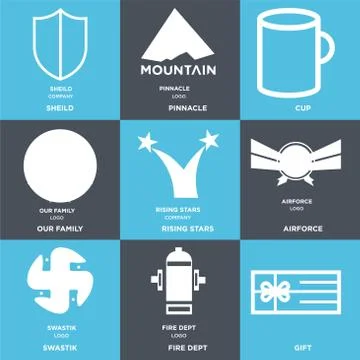 Set Of 9 simple editable icons such as Gift, fire dept, swastik Free Stock Illustration