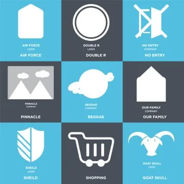 Set Of 9 simple editable icons such as goat skull, Shopping, sheild Free Stock Illustration